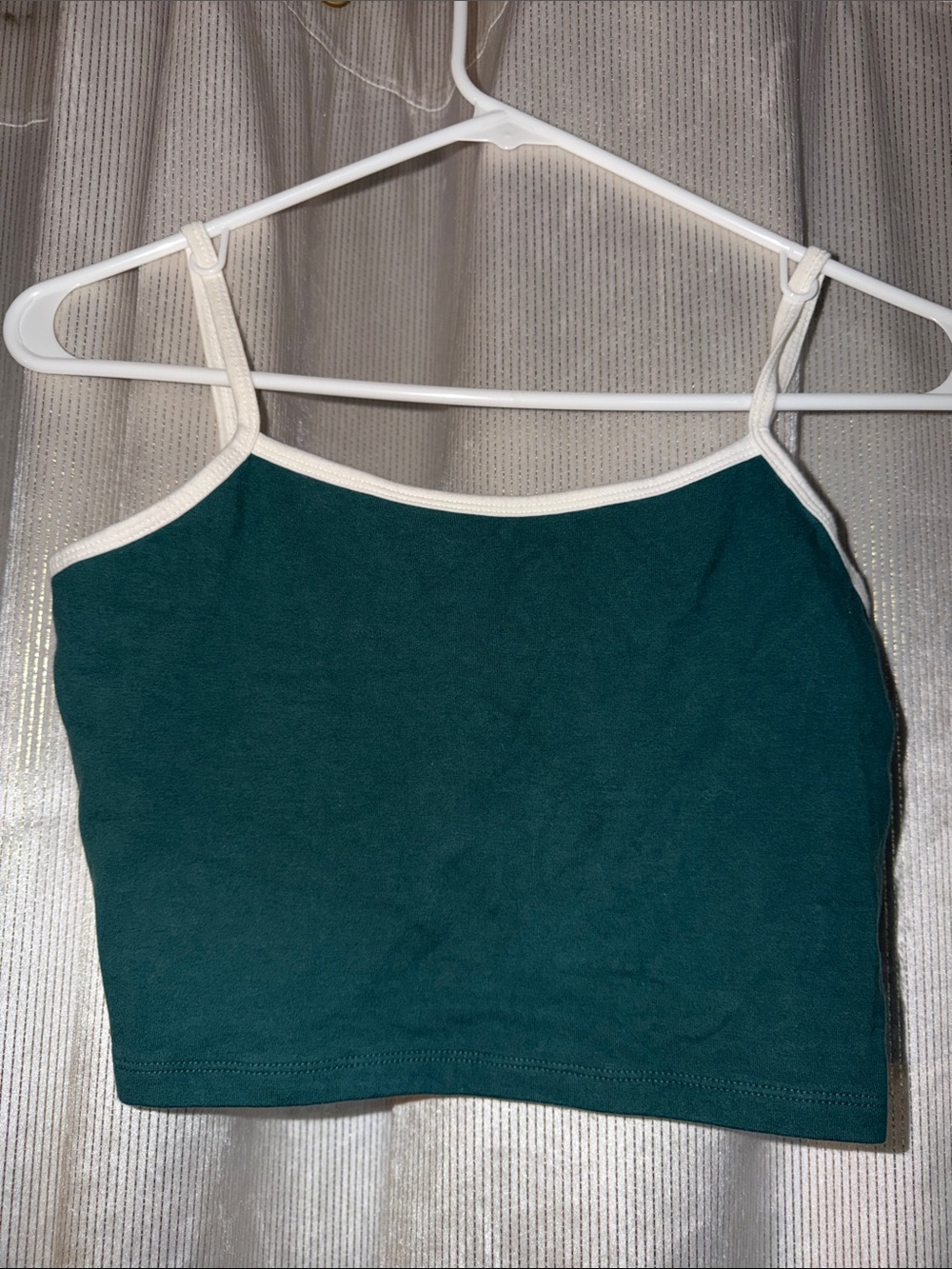 wild fable Teal Cropped Cami with Cream Trim